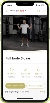 Trainingsapp van Fit Up — schema met oefeningen, video en sets